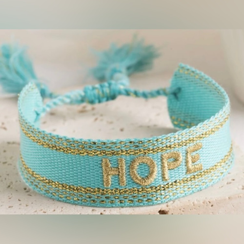 Teal Hope Woven Adjustable Bracelet